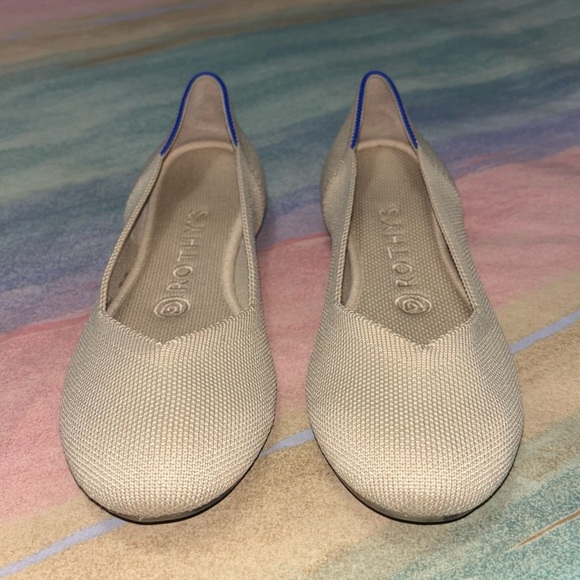 Rothy's The Flat Ecru Knit Fabric Slip On Everyday Ballet Flats Women’s US 6.5 - Picture 2 of 10